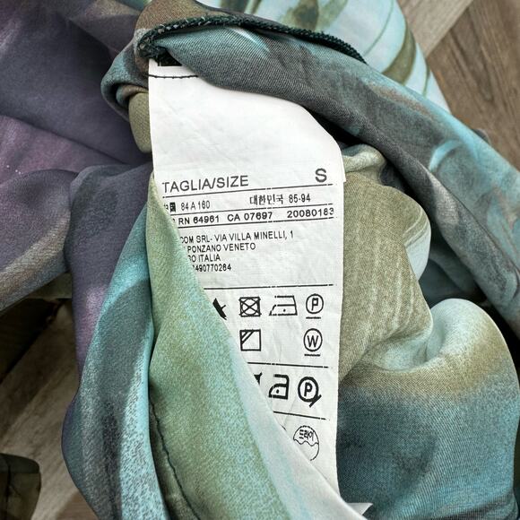 Sisley Dress One-Shoulder Asymmetric Mini Dress Abstract Multicolor Size Small - Picture 8 of 8